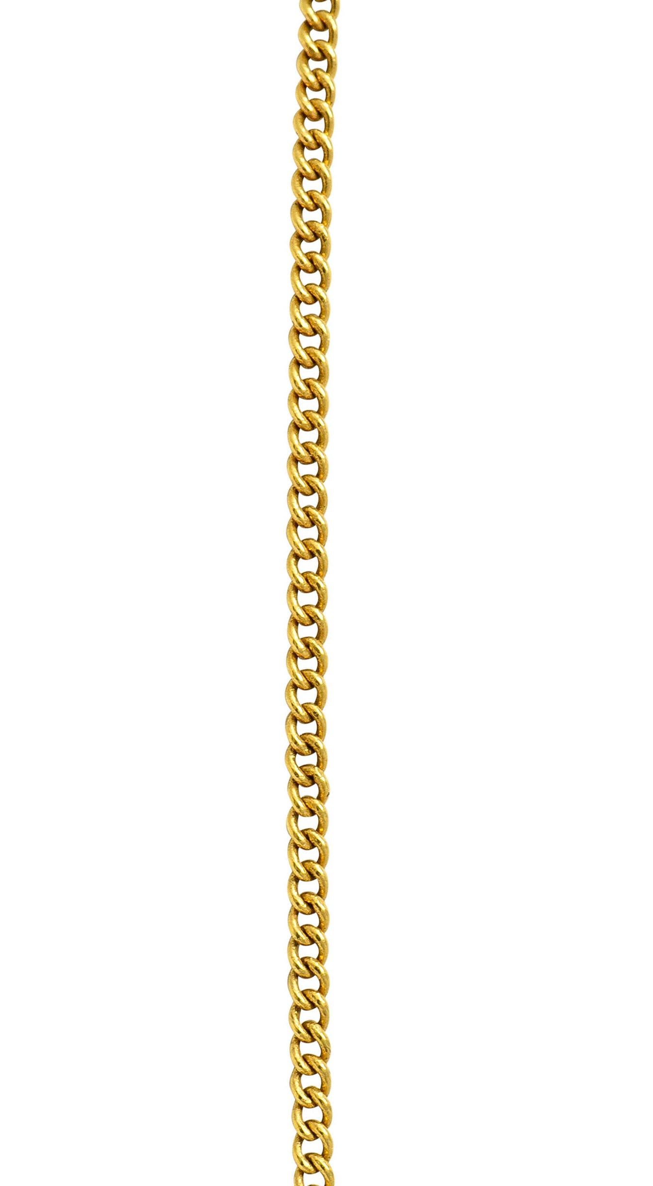 Krementz Art Nouveau Citrine Pearl 14 Karat Gold Pendant Necklace 2