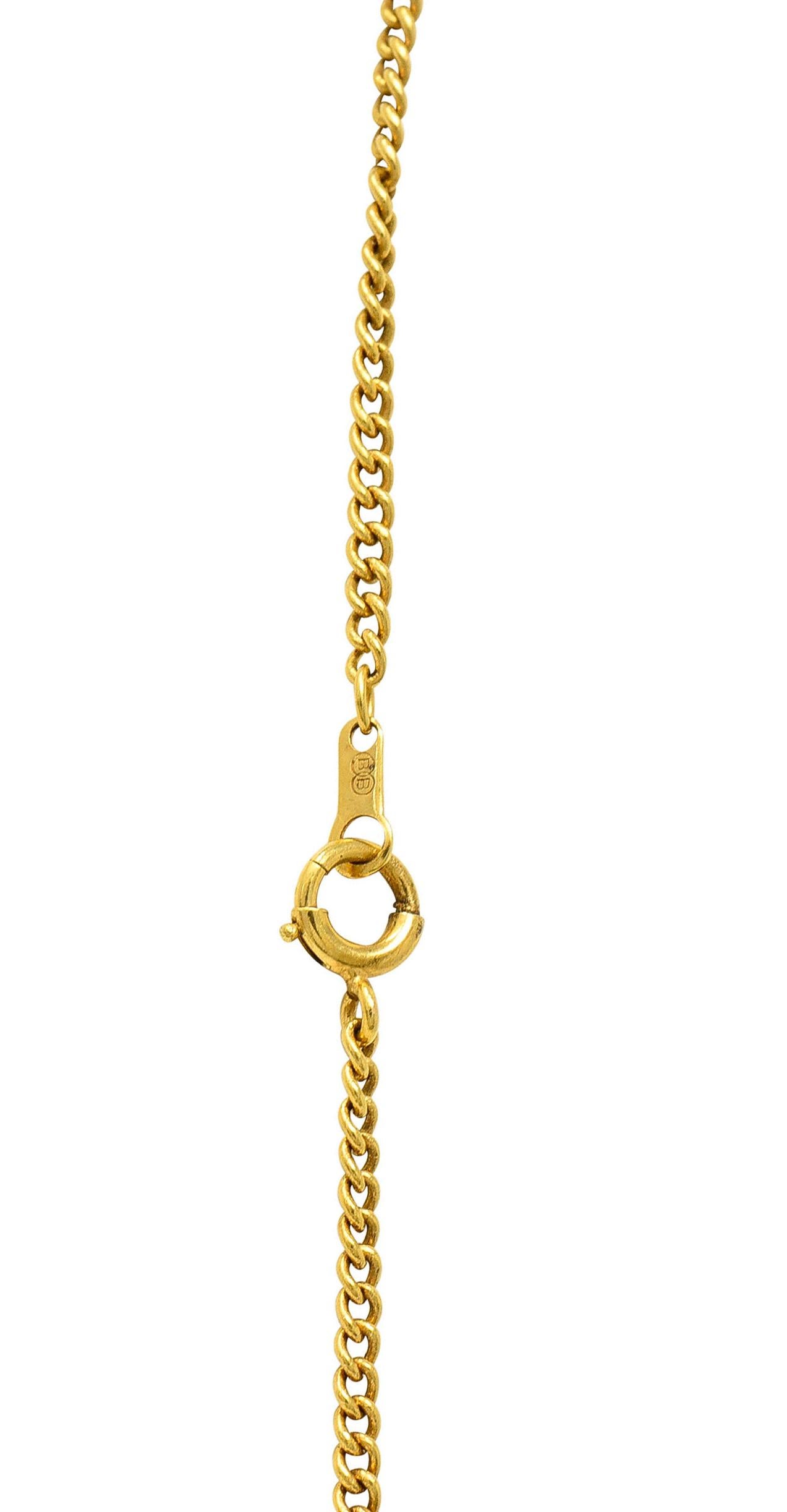 Krementz Art Nouveau Citrine Pearl 14 Karat Gold Pendant Necklace 3