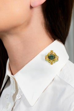 Krementz Art Nouveau Diamond Agate Enamel 14K Antique Swan Pendant Brooch