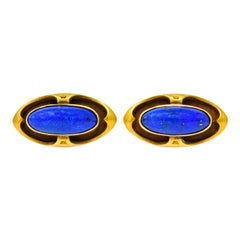 Krementz Art Nouveau Lapis Lazuli 14 Karat Gold Cufflinks