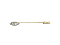 Krementz Diamond 14K Gold Platinum Antique Art Deco Openwork Stick Pin 1920s