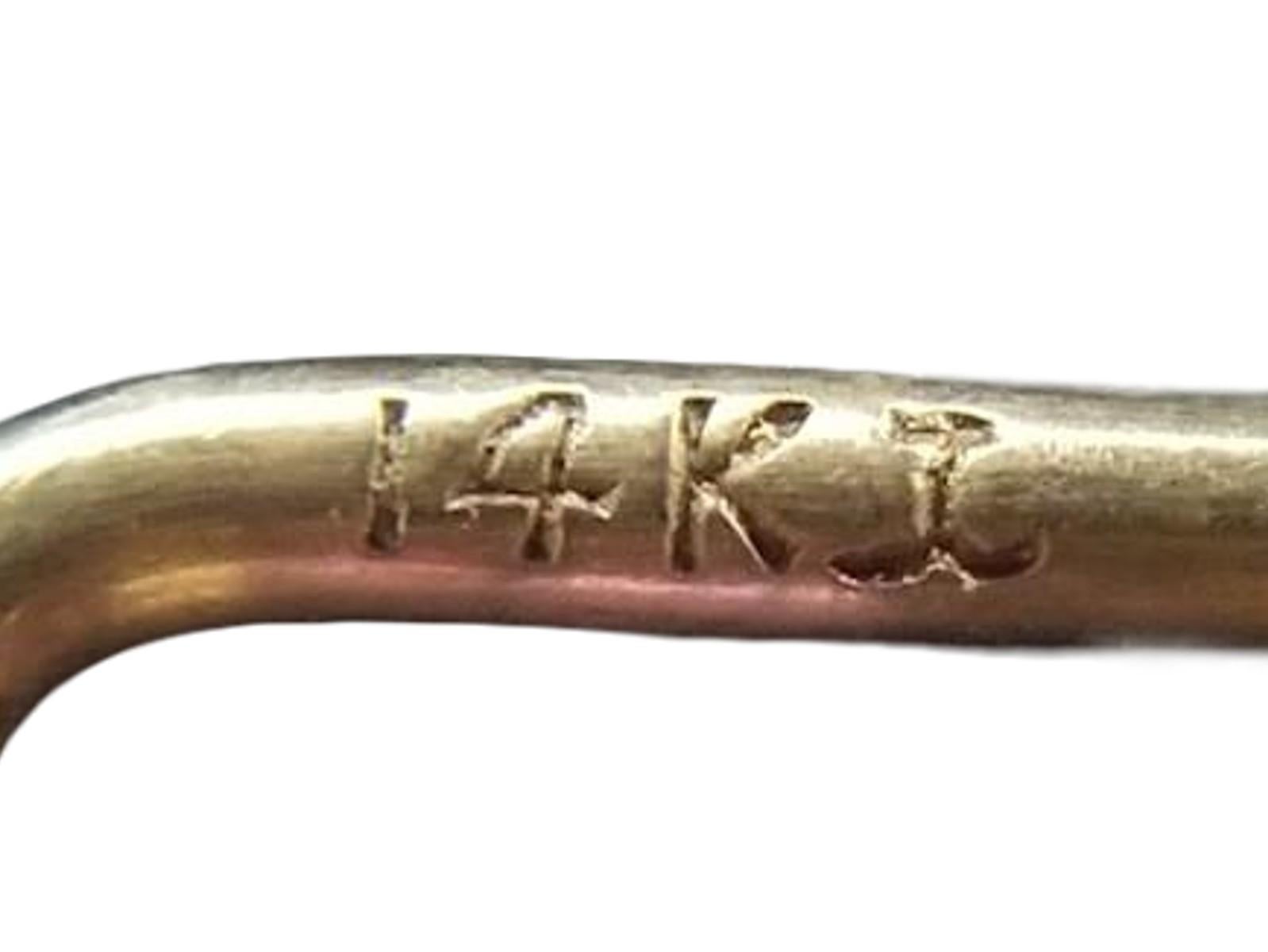Old European Cut Krementz Diamond 14K Gold Platinum Antique Art Deco Openwork Stick Pin 1920s