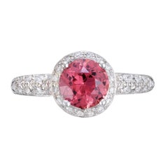 Krementz GIA 1.37 Carat Pink Sapphire Diamond Halo Gold Engagement Ring