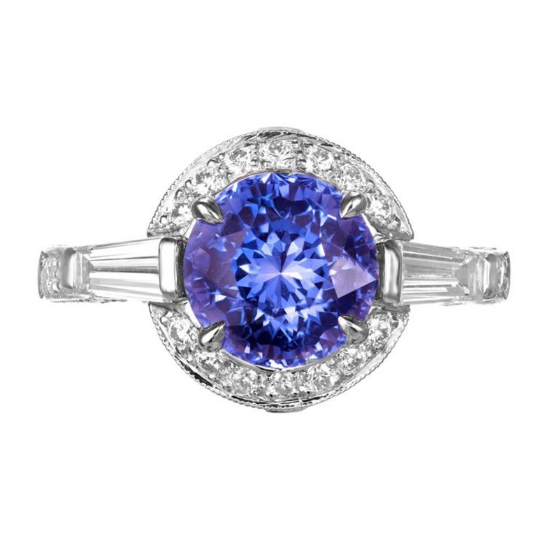 Krementz GIA 3.57 Carat Natural Sapphire Halo Diamond Platinum Engagement Ring
