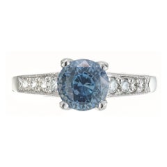Krementz GIA Certified 2.19 Carat Sapphire Diamond Platinum Engagement Ring
