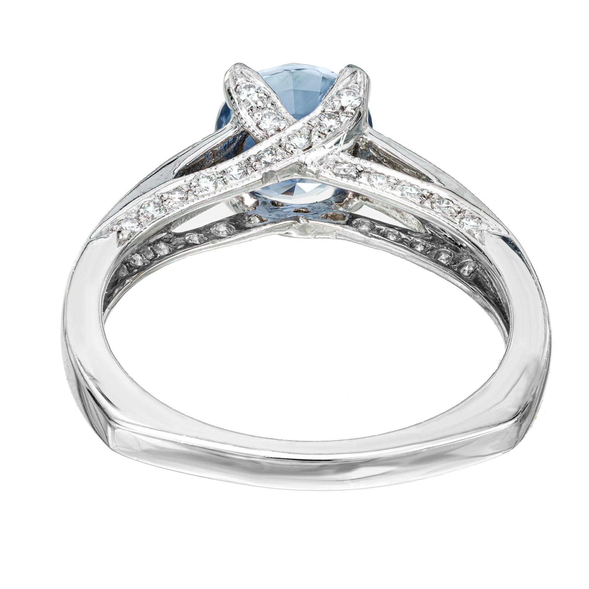 Krementz, bague de fiançailles en platine avec saphir certifié GIA de 2,19 carats et diamants en vente 1
