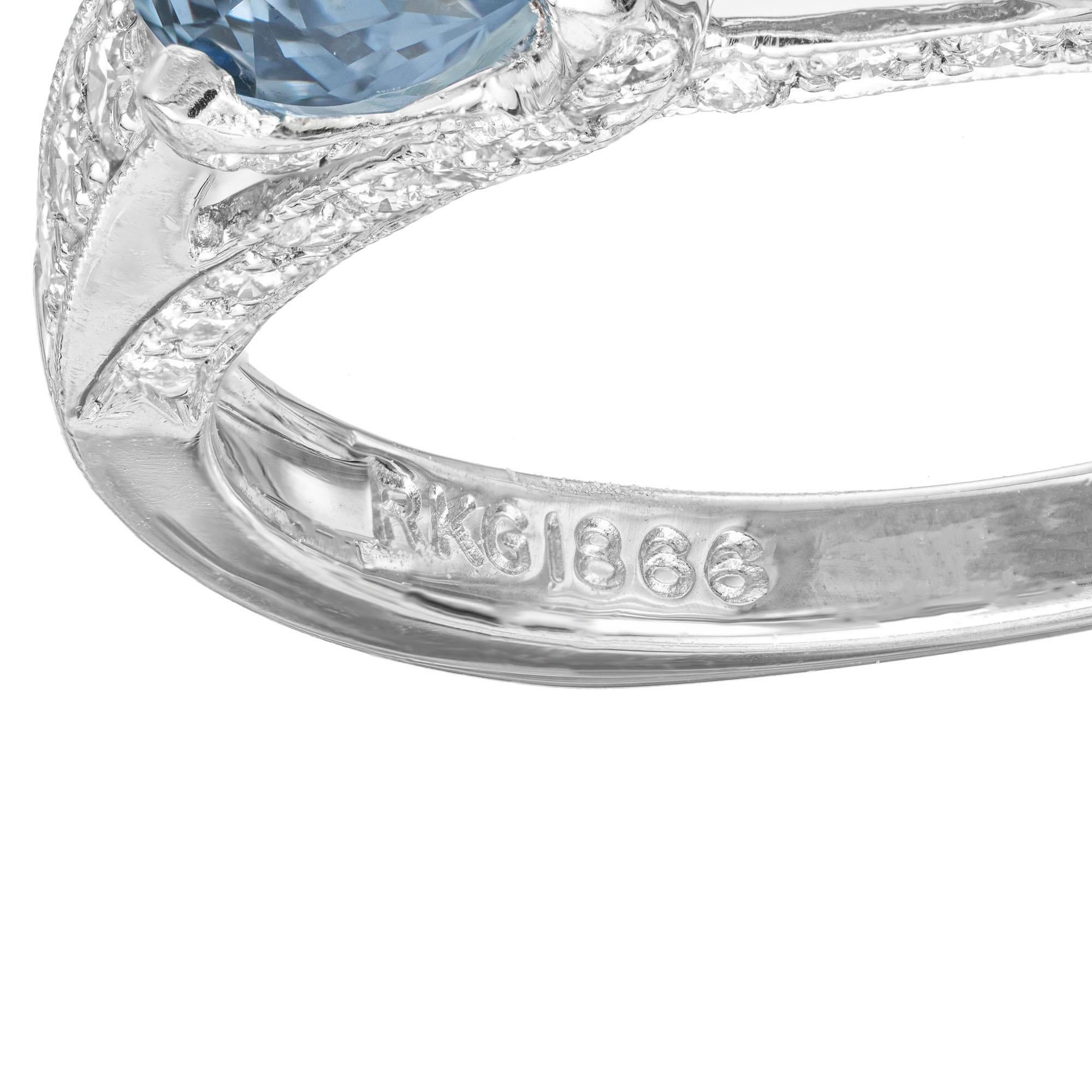 Krementz GIA Certified 2.19 Carat Sapphire Diamond Platinum Engagement Ring For Sale 1
