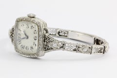 Krementz Ladies White Gold Diamond Mechanical Wristwatch, circa 1920s
