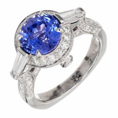 Krementz 3.57 Carat Natural Sapphire Diamond Platinum Engagement Ring