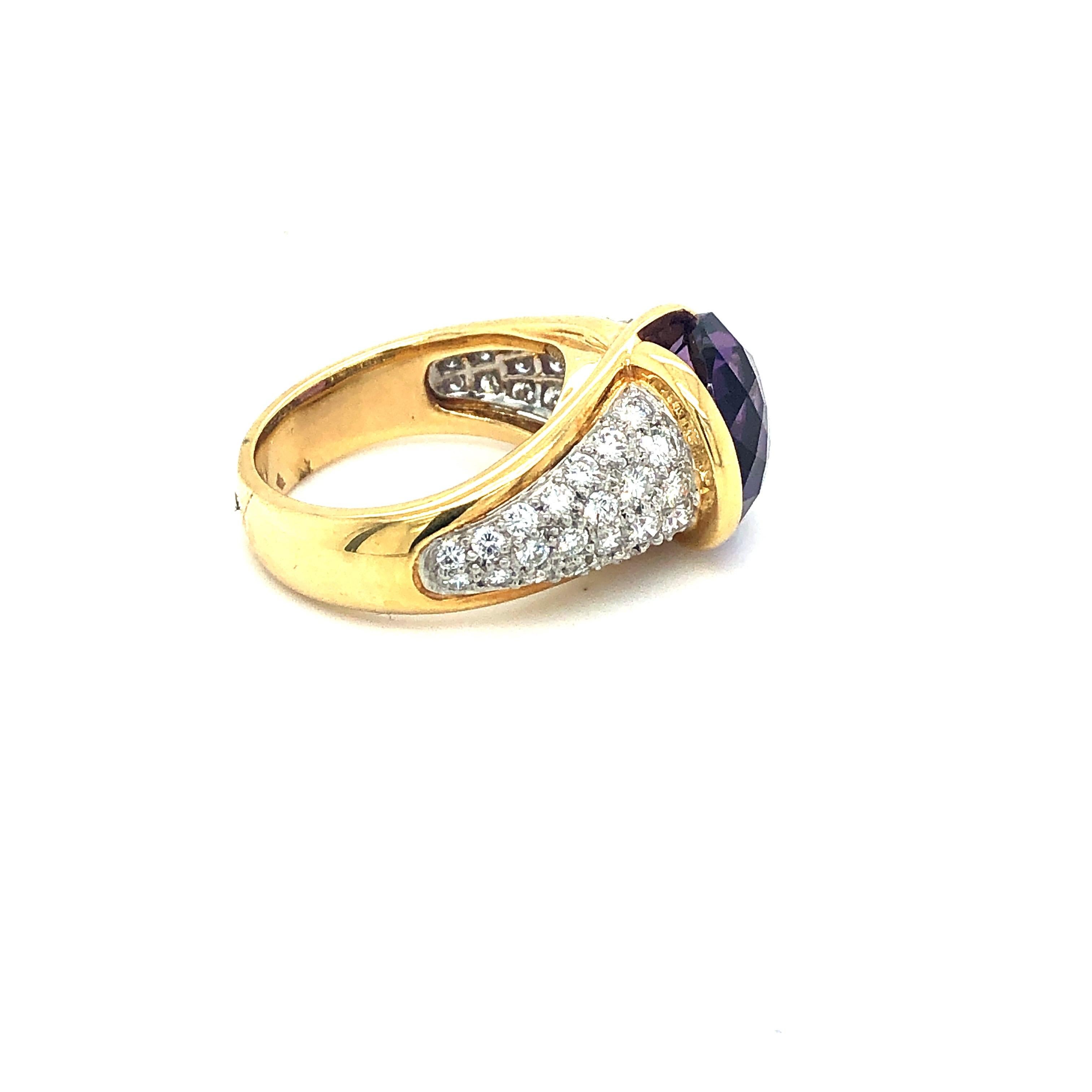 Platin- und Gelbgold-Ring mit Amethyst und Diamanten im Zustand „Gut“ im Angebot in Dallas, TX