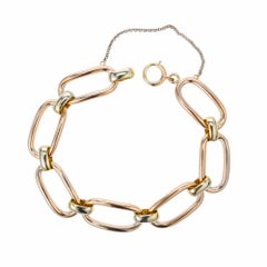 Krementz Retro Rose Green White Gold Link Bracelet