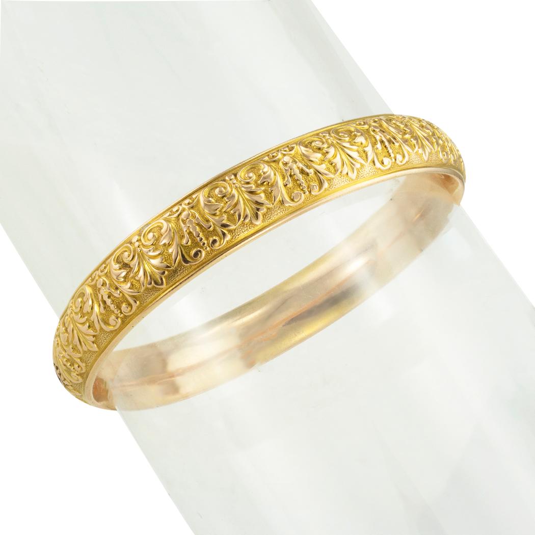 Krementz Sapphire Yellow Gold Antique Slip-On Bangle Bracelet 1