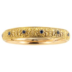 Krementz Sapphire Yellow Gold Antique Slip-On Bangle Bracelet