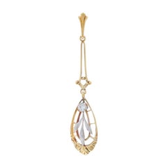 Krementz Yellow Gold Diamond Art Deco Lavalier Pendant 14k 950 European