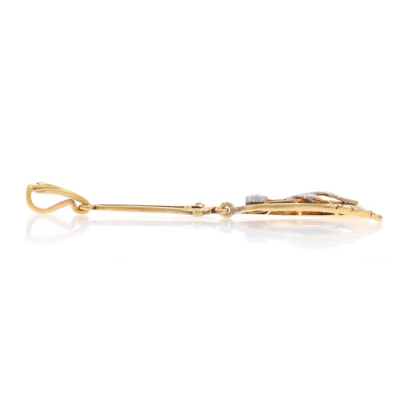 Krementz Colgante Lavalier Art Decó Diamante Oro Amarillo 14k 950 Europeo Corte europeo antiguo en venta