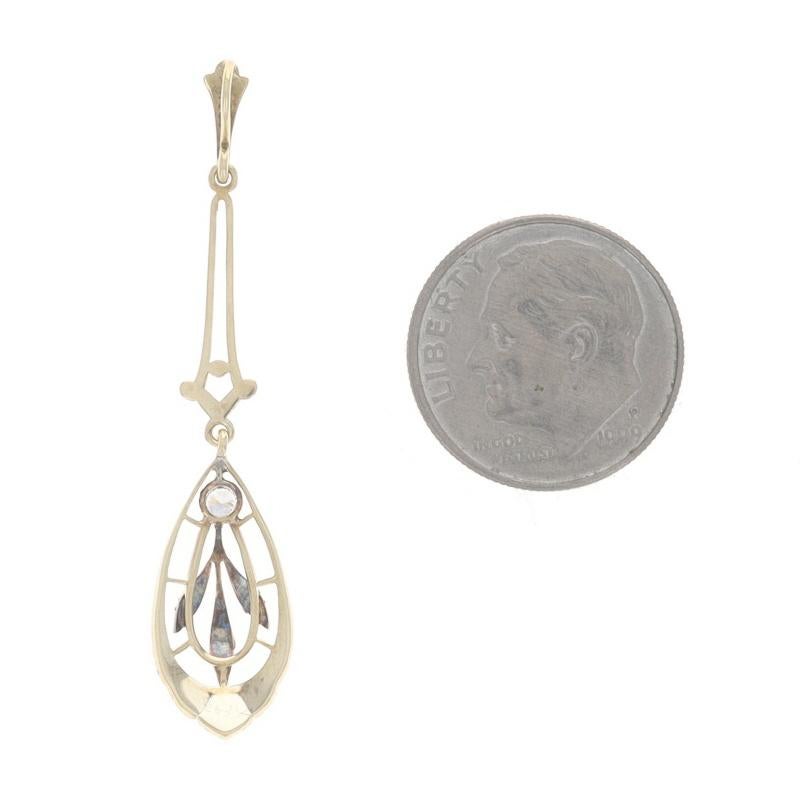 Krementz Colgante Lavalier Art Decó Diamante Oro Amarillo 14k 950 Europeo en Excelente estado para la venta en Greensboro, NC