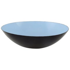 Krenit Bowl by Herbert Krenchel, Black Metal and Turquoise Enamel, 1970s