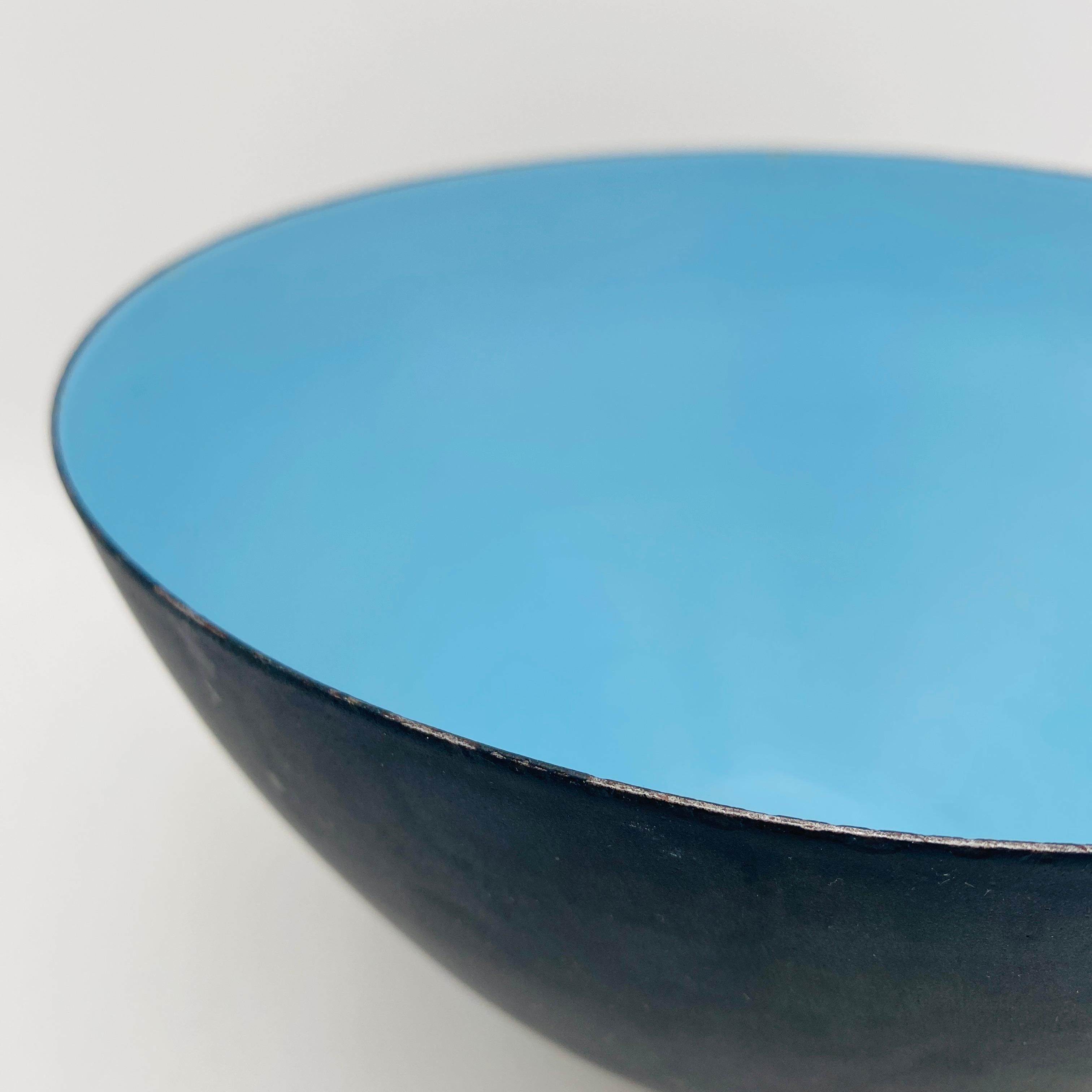 Metà XX secolo Ciotola Krenit di Herbert Krenchel, smalto blu, Danimarca 1960 in vendita