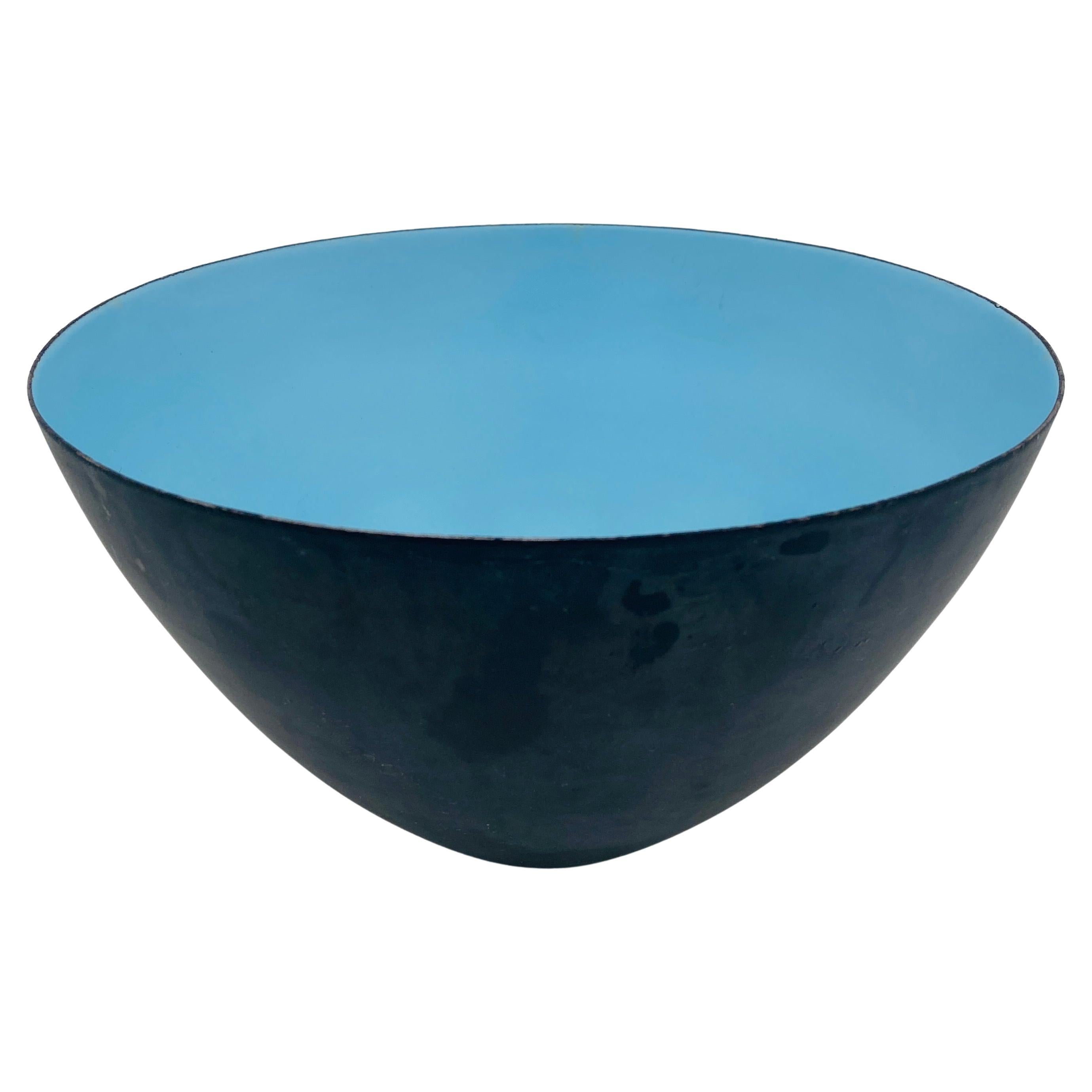Cuenco Krenit de Herbert Krenchel Esmalte azul, Dinamarca Años 60
