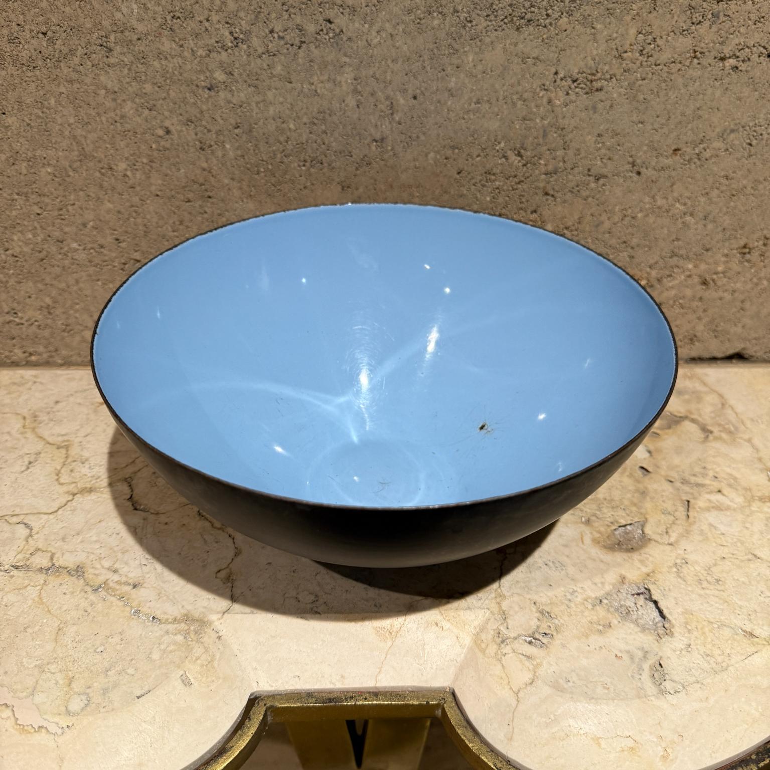 Danish Krenit Bowl by Herbert Krenchel Blue Enamel, Denmark 1960s Scandinavian Modern For Sale