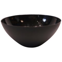 Retro Krenit Bowl by Herbert Krenchel in Black Metal and Black Enamel from the 1960s