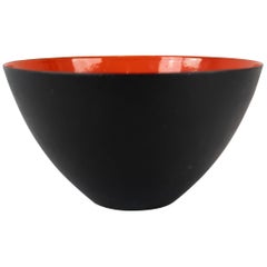 Krenit Bowl by Herbert Krenchel in Black Metal and Red Enamel from the 1960s