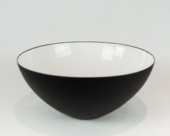Krenit Bowl by Herbert Krenchel of Black Metal and White Enamel from the 1960s