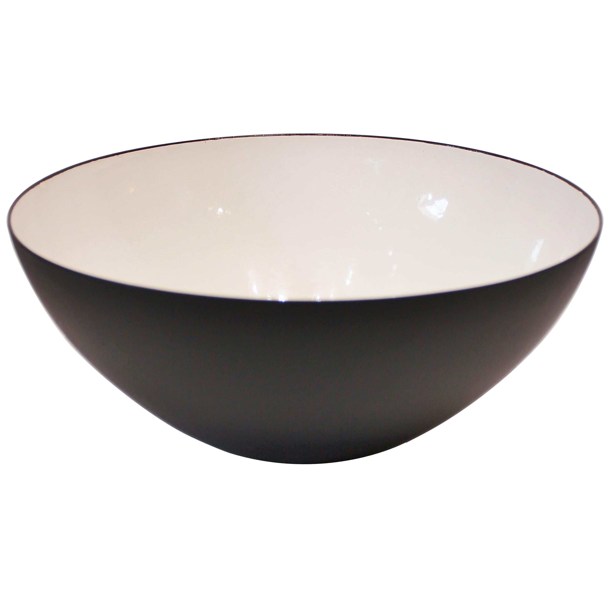 Krenit Bowl by Herbert Krenchel of Black Metal and White Enamel from the 1960s