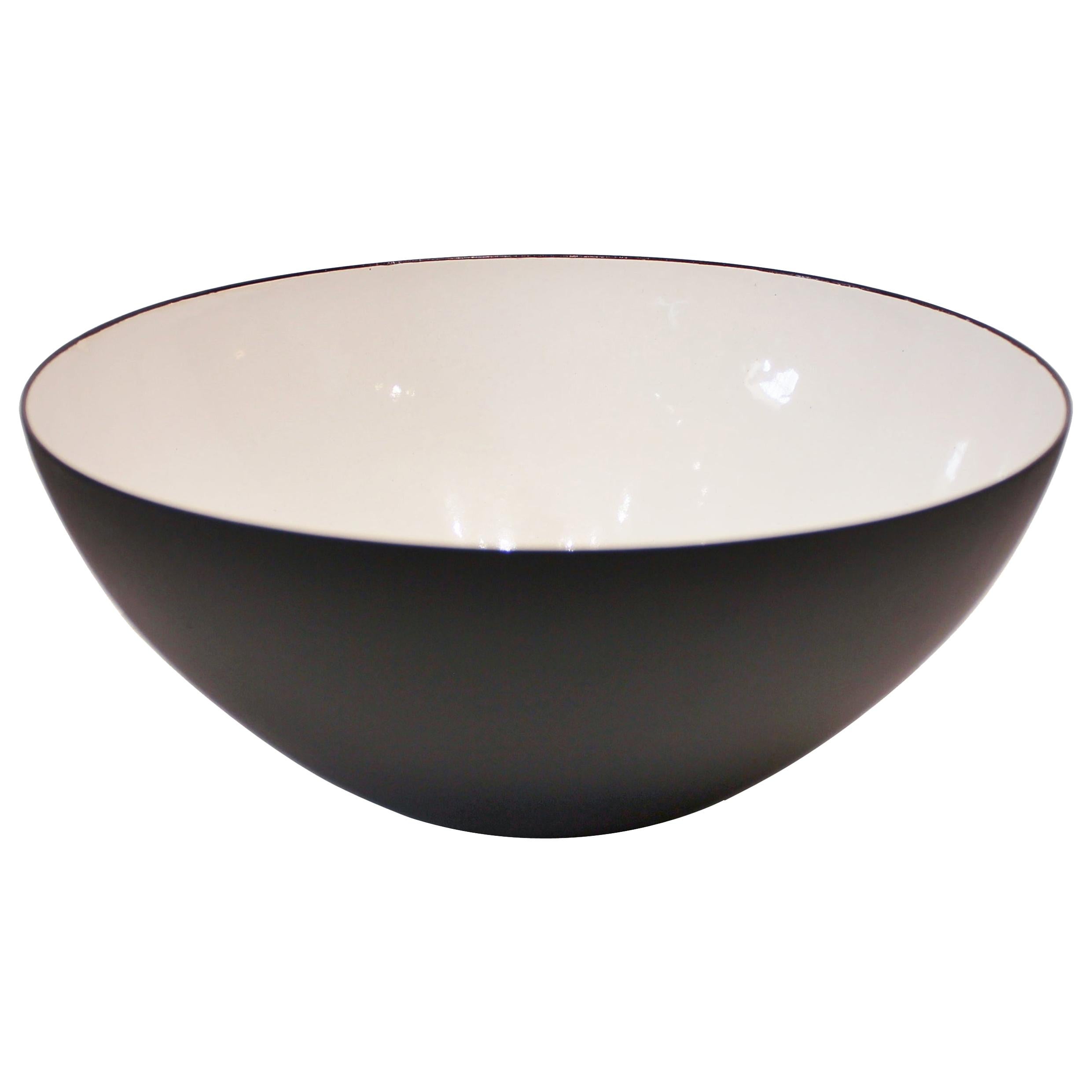 Krenit Bowl by Herbert Krenchel of Black Metal and White Enamel from the 1960s For Sale