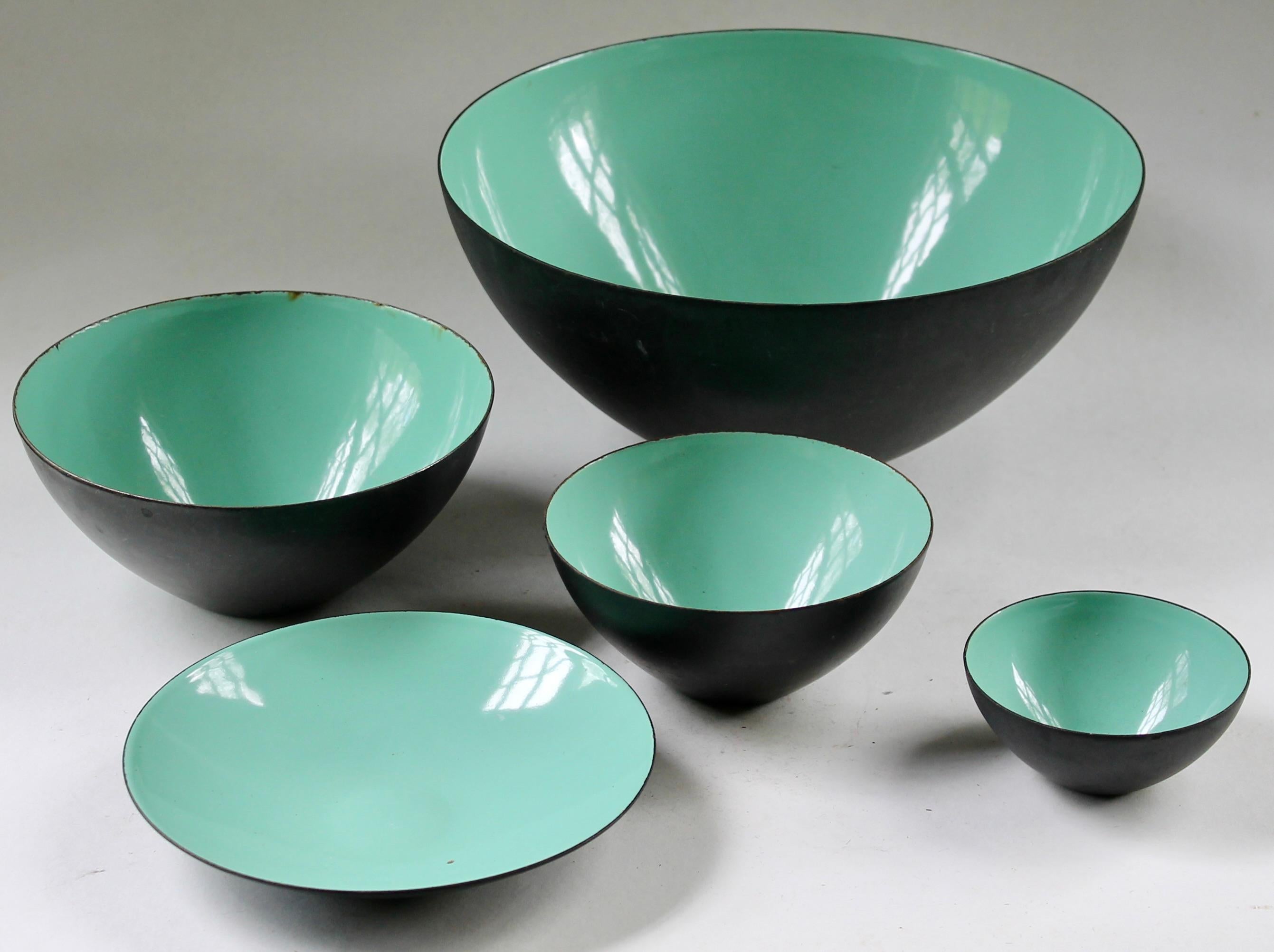 Bols Krenit, 5 émail turquoise d'origine, conçus par Herbert Krenchel en vente 1