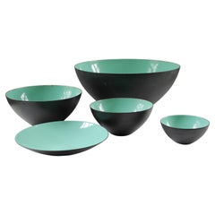 Bols Krenit, 5 émail turquoise d'origine, conçus par Herbert Krenchel