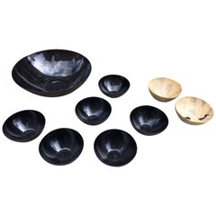 Krenit Enamel Bowl Salad Set Black on Black