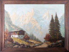 Krenzel - 20th Century Oil, Alpine Scene with Chalet