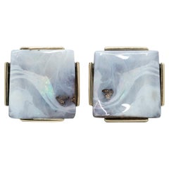BUNDA 'Krest' 45.39ct Boulder Opal Cufflinks in 18K yellow gold and silver