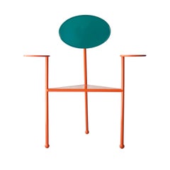 Kresta Studio Chaise contemporaine en acier laqué orange et vert:: Espagne:: 2019
