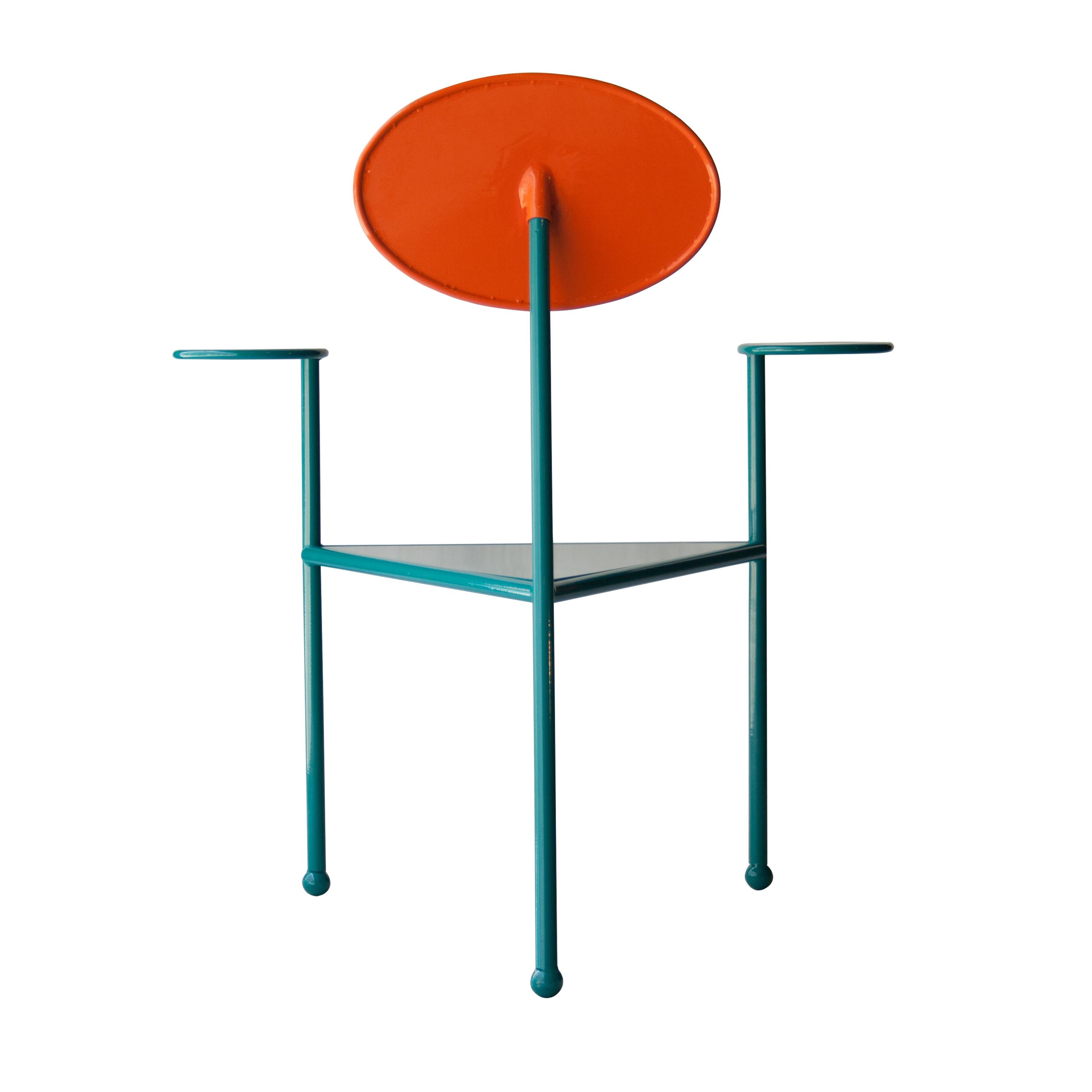 Spanish Kresta Studio Contemporary Steel Laquered Orange Green Chair, Spain, 2019