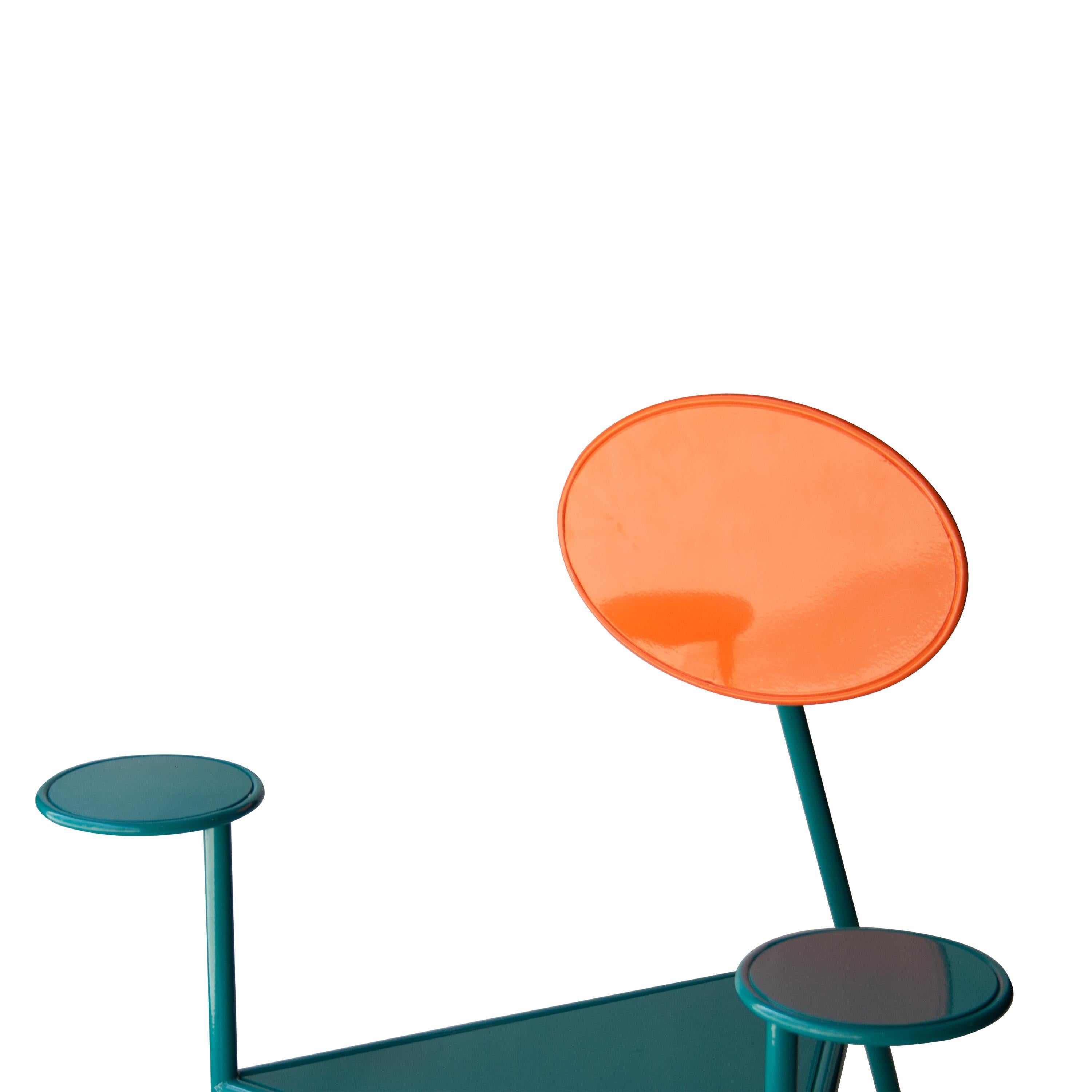 Lacquered Kresta Studio Contemporary Steel Laquered Orange Green Chair, Spain, 2019