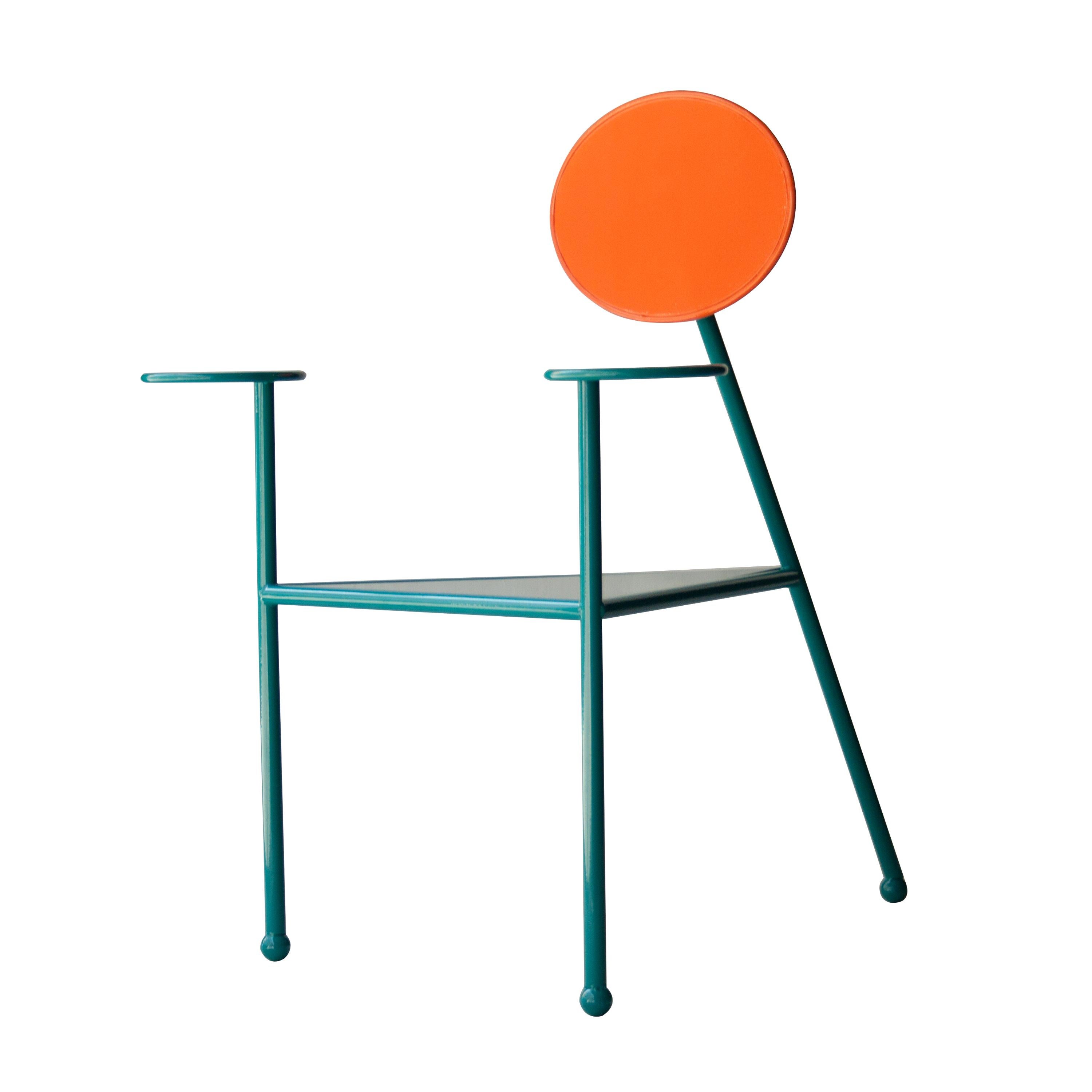 Kresta Studio Contemporary Steel Laquered Orange Green Chair, Spain, 2019