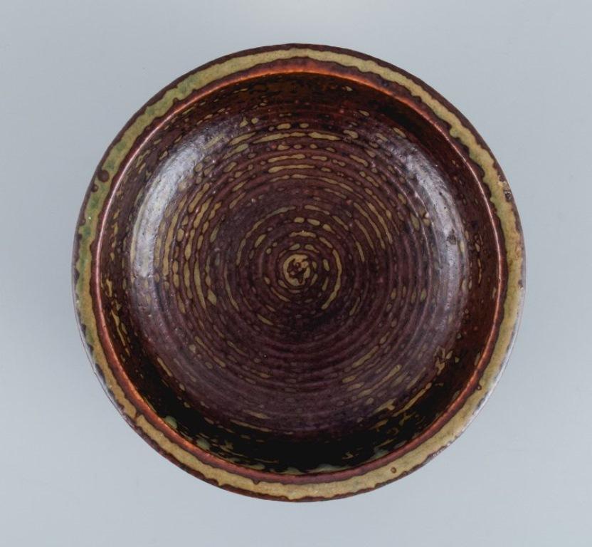 Scandinavian Modern Kresten Bloch for Royal Copenhagen, Bowl in Stoneware with Sung Glaze, 957 For Sale