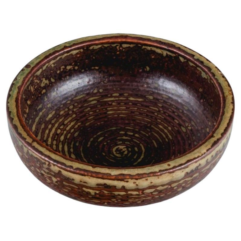 Kresten Bloch for Royal Copenhagen, Bowl in Stoneware with Sung Glaze, 957 For Sale