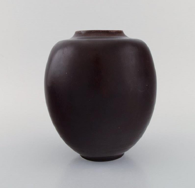 Art Deco Kresten Bloch for Royal Copenhagen, Unique Vase in Glazed Stoneware, 1920s