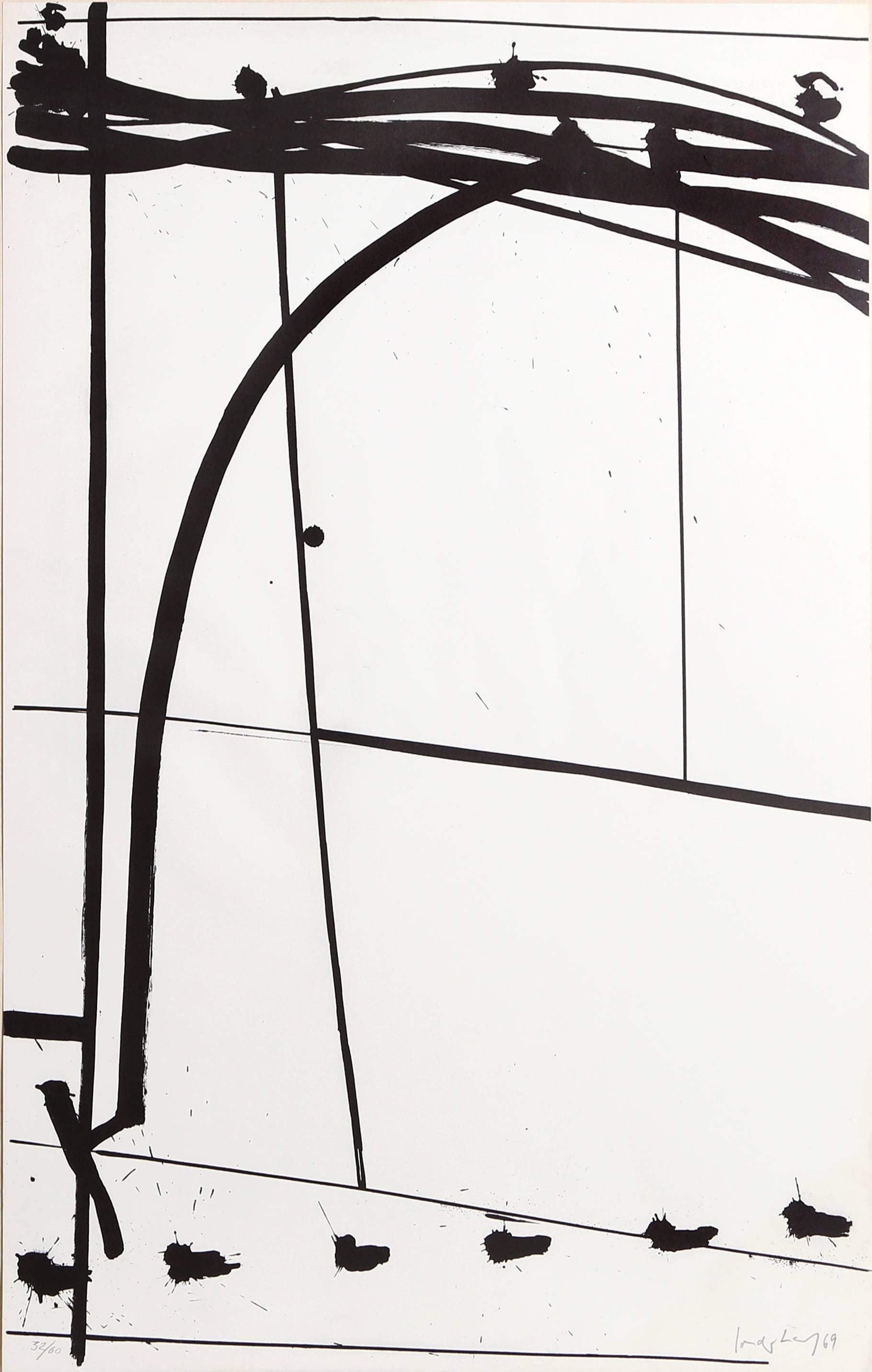 Untitled 3, lithographie abstraite minimaliste de K.R.H. Sonderborg