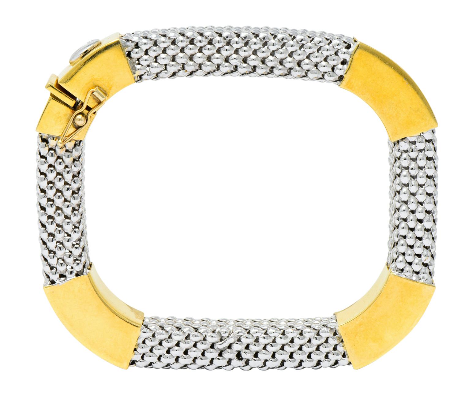 Kria 18 Karat Two-Tone Gold Italian Mesh Bangle Bracelets 2