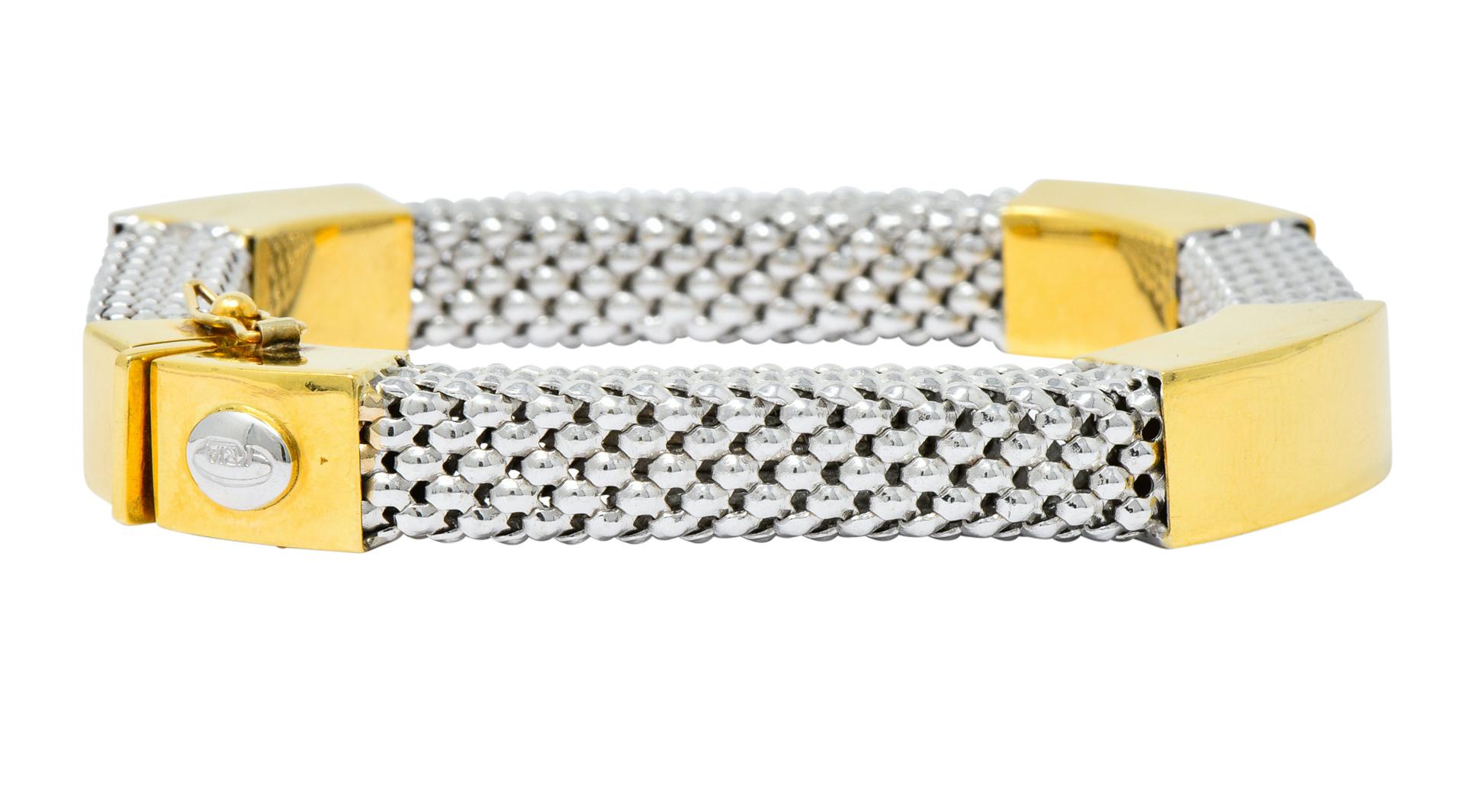 Kria 18 Karat Two-Tone Gold Italian Mesh Bangle Bracelets 1