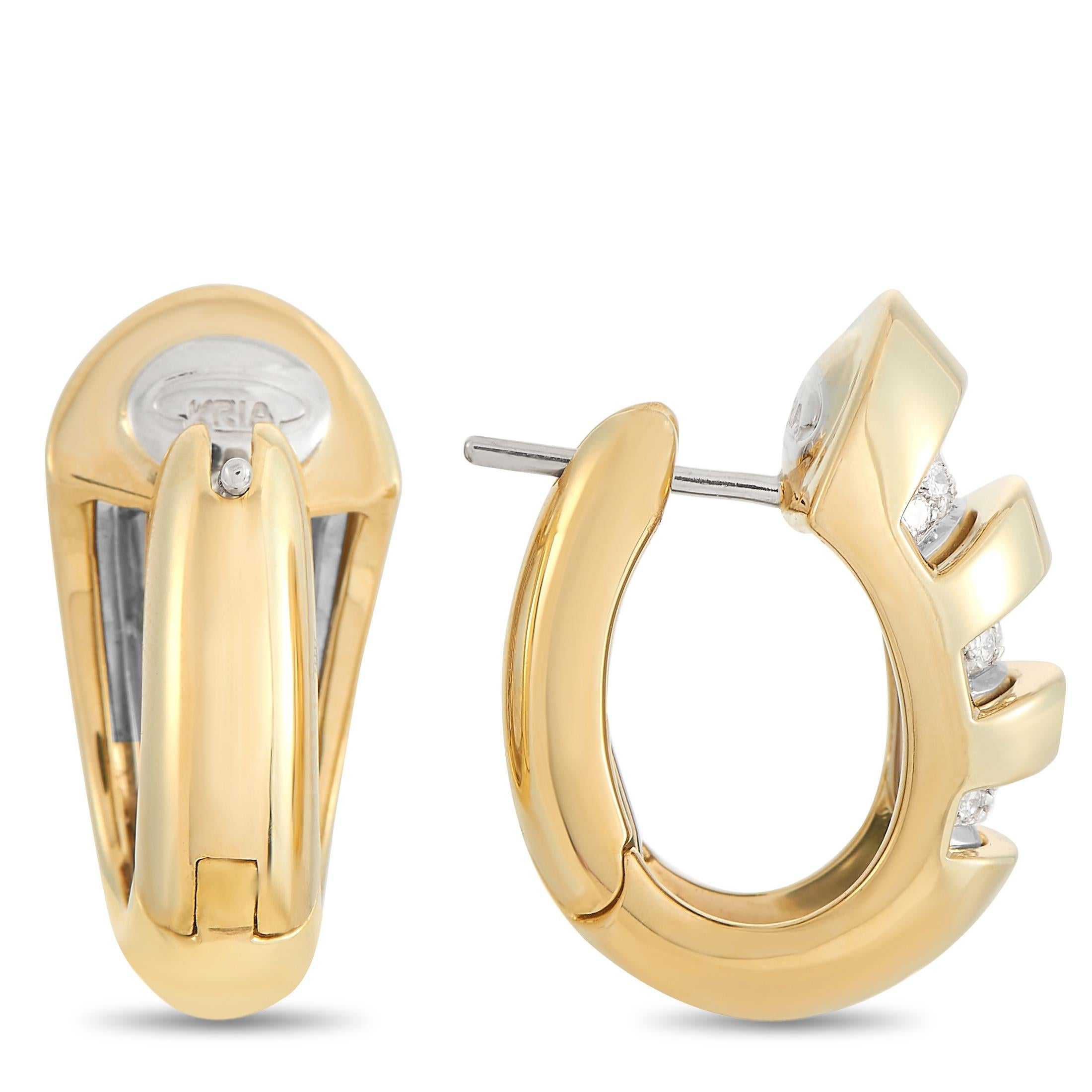 Round Cut Kria 18K Yellow Gold 0.24 Ct Diamond Earrings