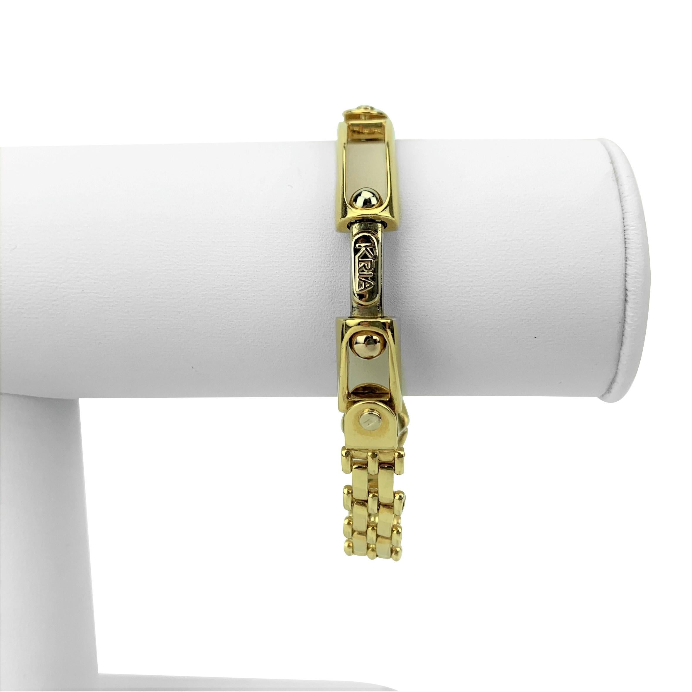 Kria Gioielli 18k Yellow Gold 34g Ladies Fancy Link Chain Bracelet Italy 7
