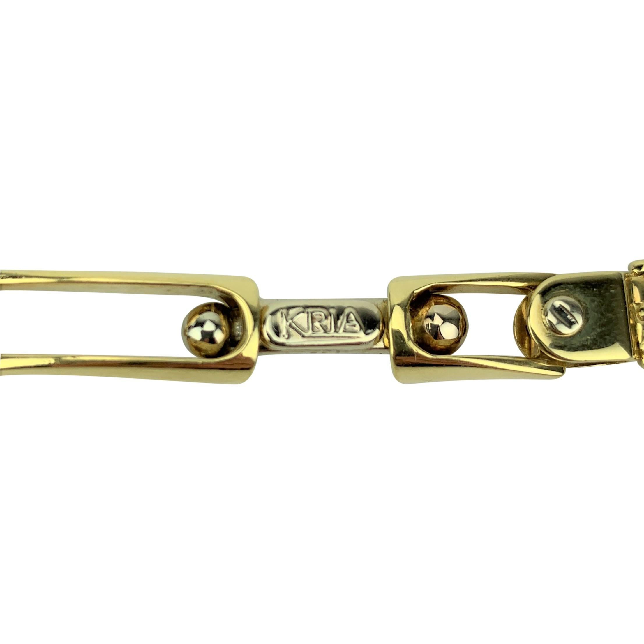 Kria Gioielli 18 Karat Yellow Gold Ladies Fancy Link Chain Bracelet In Good Condition In Guilford, CT