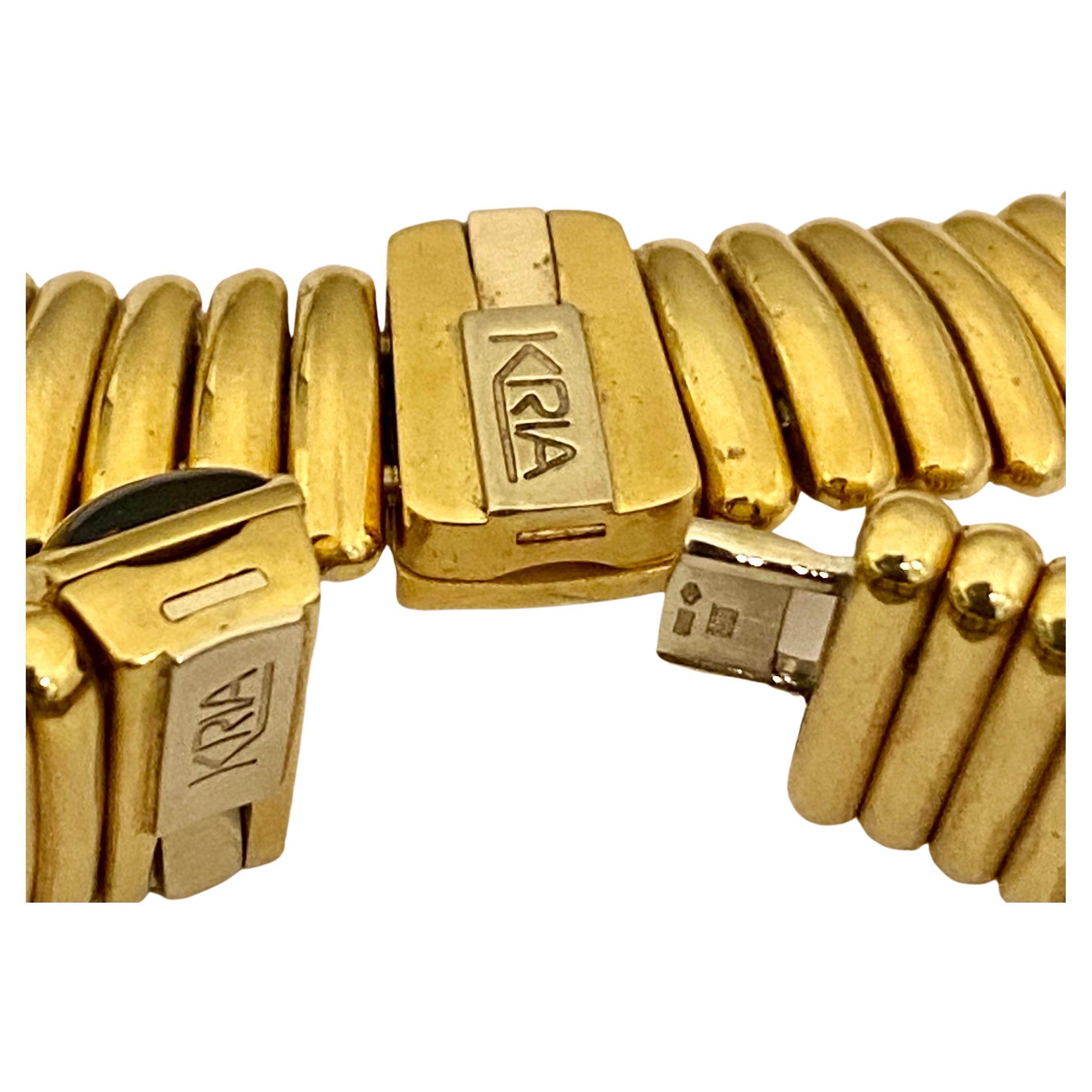 Kria Gioielli Italian 18K Yellow Gold & Onyx Necklace & Bracelet Set For Sale 5