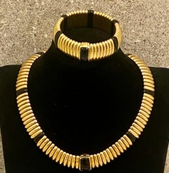 Kria Gioielli Italian 18K Yellow Gold & Onyx Necklace & Bracelet Set