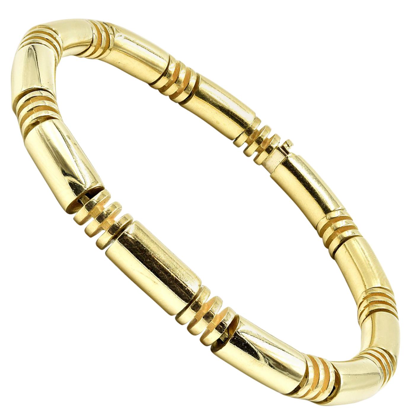 Kria Italian Tube Bracelet 18 Karat Yellow Gold